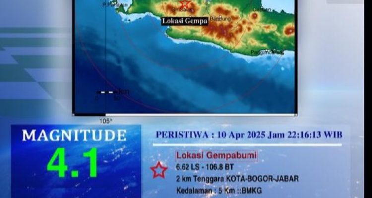 Kota Bogor Diguncang Gempa 4,1 Magnitudo, 10 Rumah Rusak, Berikut Datanya !