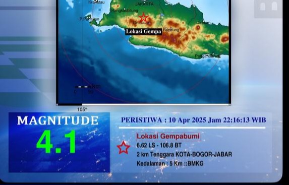 Kota Bogor Diguncang Gempa 4,1 Magnitudo, 10 Rumah Rusak, Berikut Datanya !